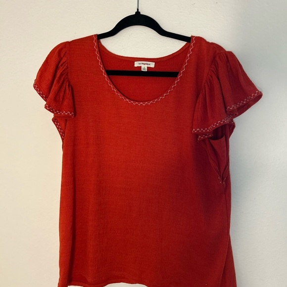 Max Studio Red Flutter Sleeve Blouse - Picture 1 of 4